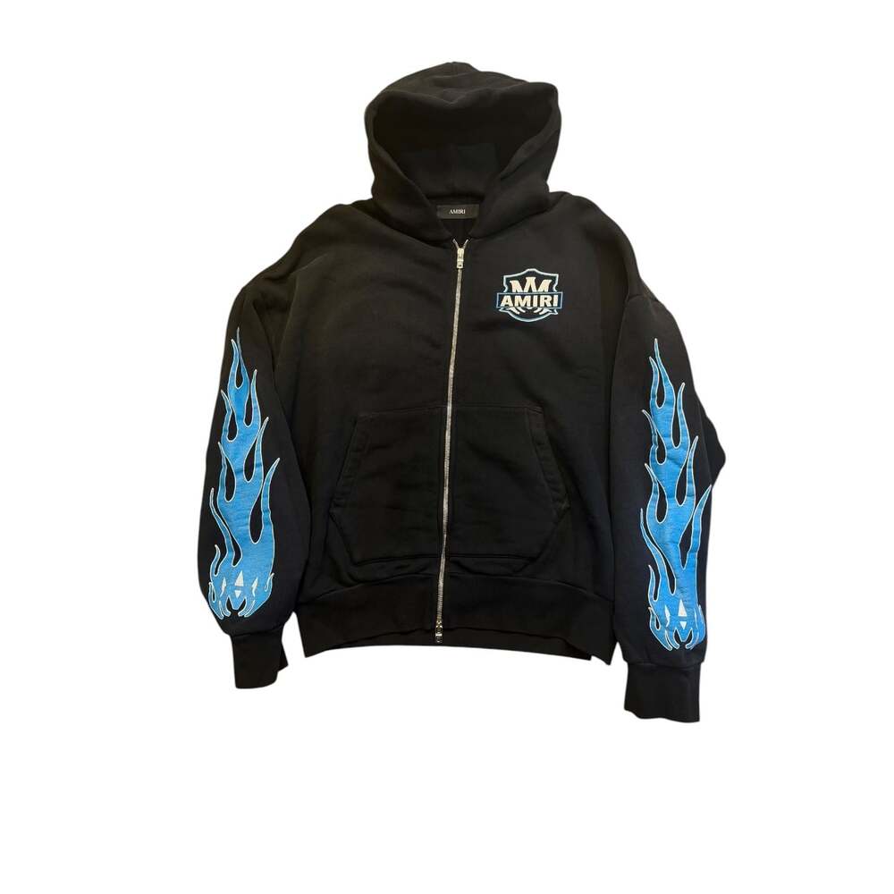 AMIRI MA Flames Full-Zip Hoodie Black Blue